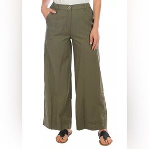 Max Studio Wide Leg Pants Mid Rise Full Length Size Medium Olive‎ Green